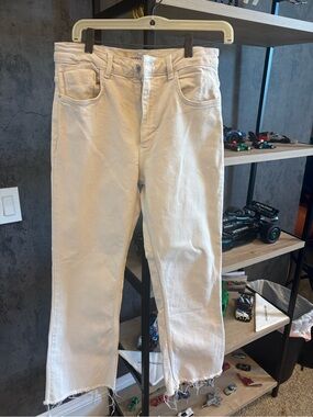 Zara Cream High-Rise Jeans